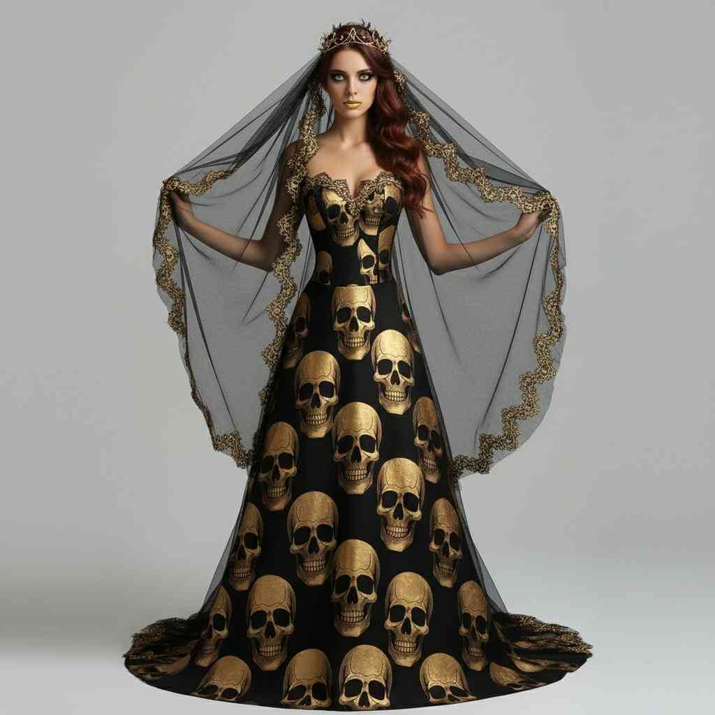 Why Skull-Adorned Wedding Dresses Are a Symbol of Rebellious Love -  Inspiring Designs