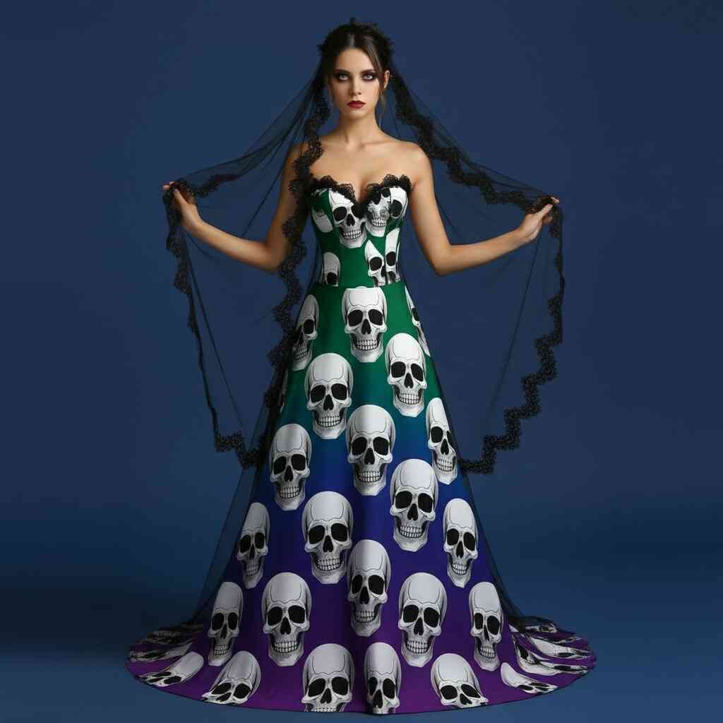 Why Skull-Adorned Wedding Dresses Are a Symbol of Rebellious Love -  Inspiring Designs